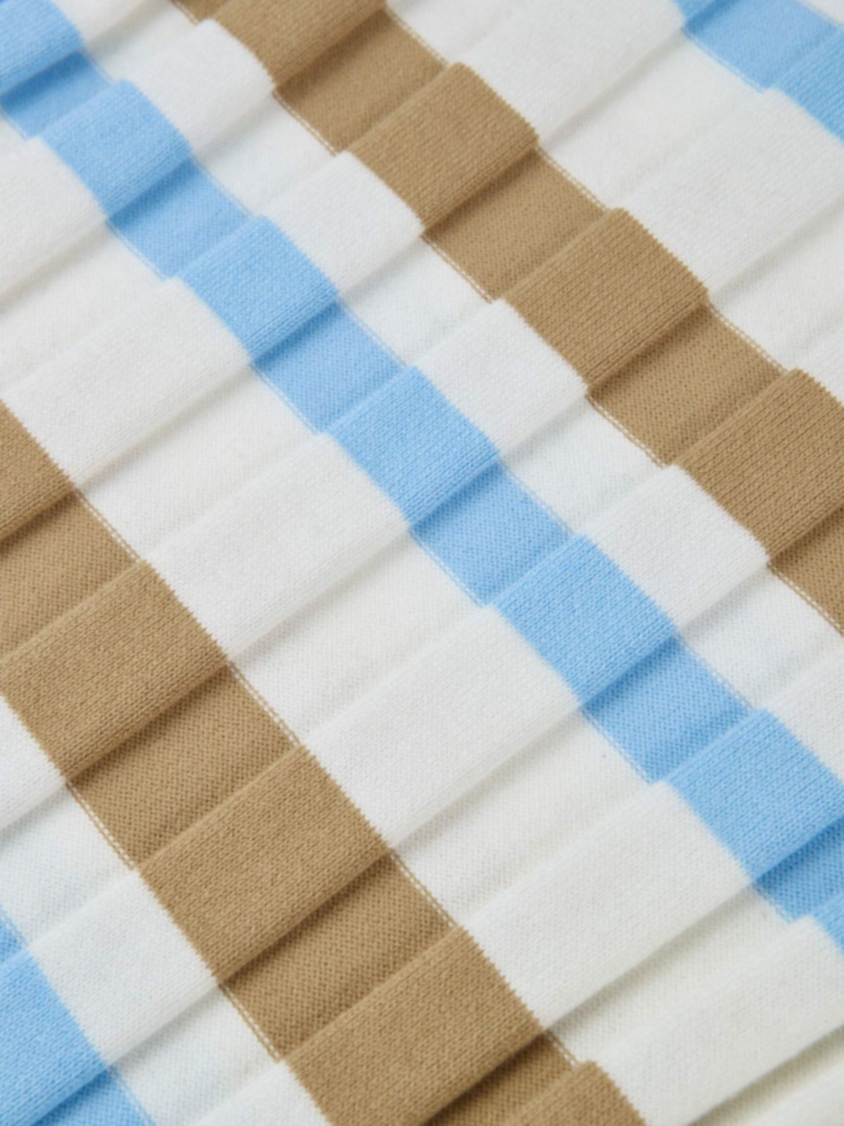 Mixed Stripe Ribbed Polo - Tan/Light Blue