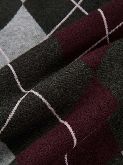 Chunky Knit Sweater - Grey Argyle