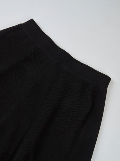 Soft Knit Mixed Ribbed Skirt - Black