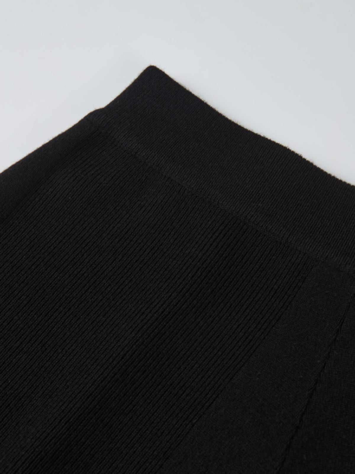 Soft Knit Mixed Ribbed Skirt - Black