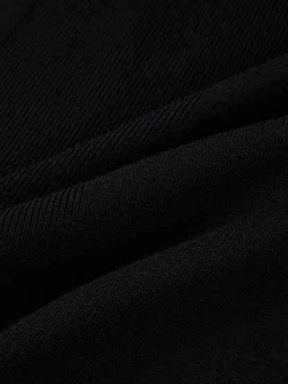 Soft Knit Mixed Ribbed Skirt - Black