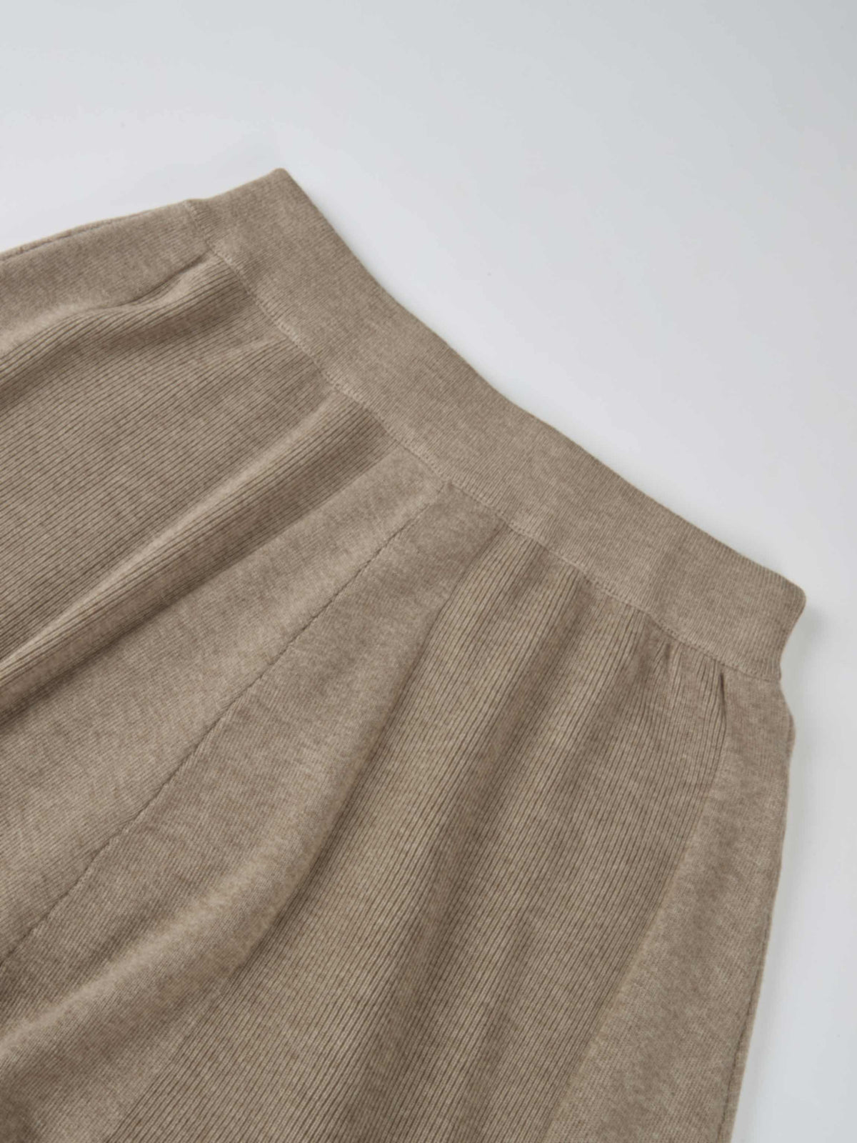 Soft Knit Mixed Ribbed Skirt - Oatmeal