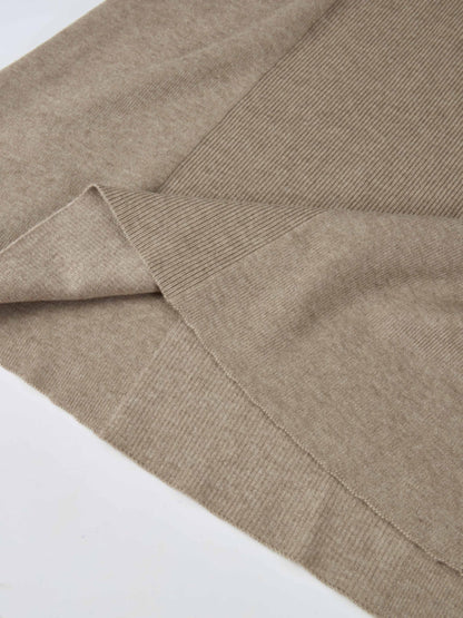 Soft Knit Mixed Ribbed Skirt - Oatmeal