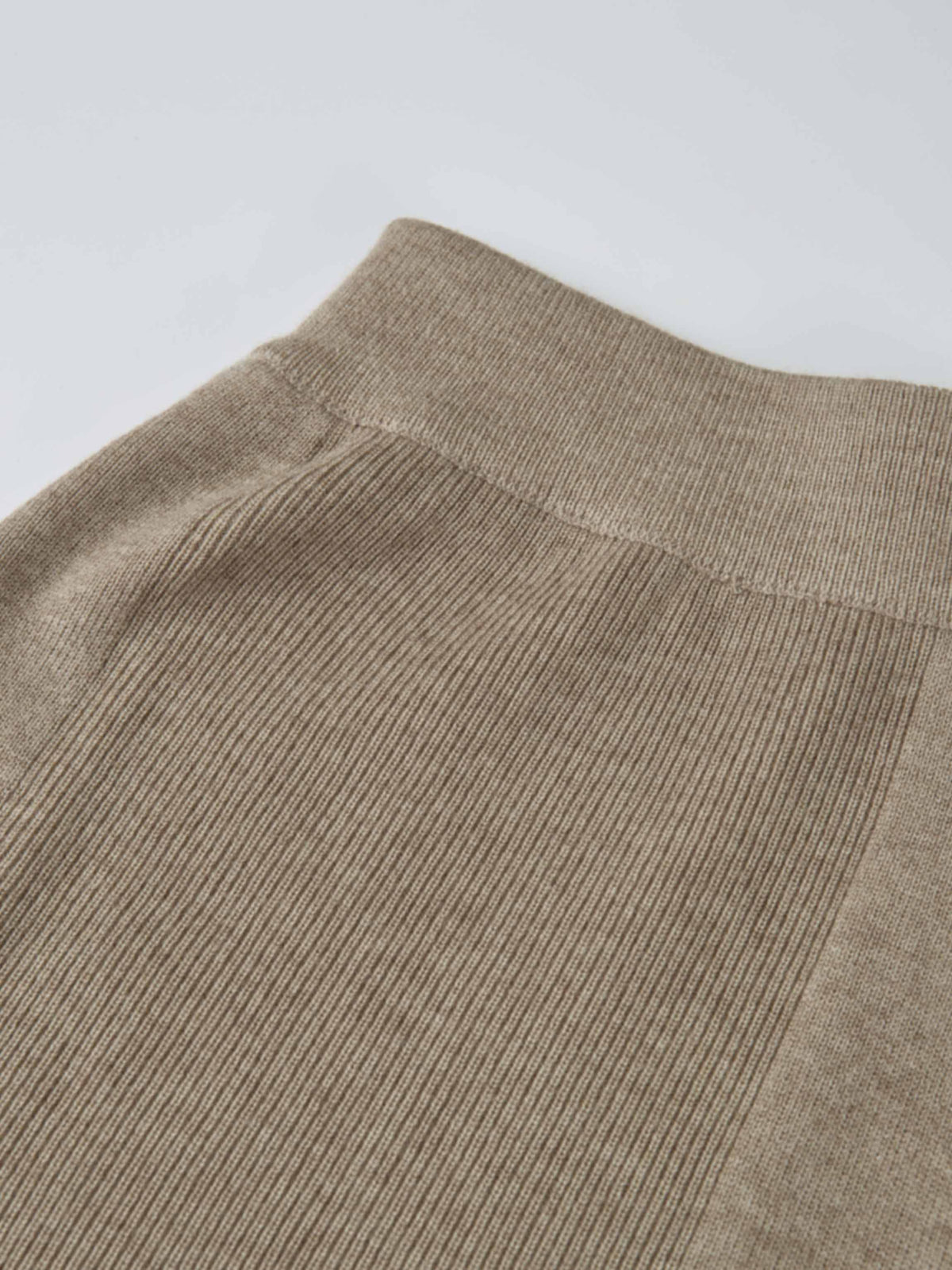 Soft Knit Mixed Ribbed Skirt - Oatmeal
