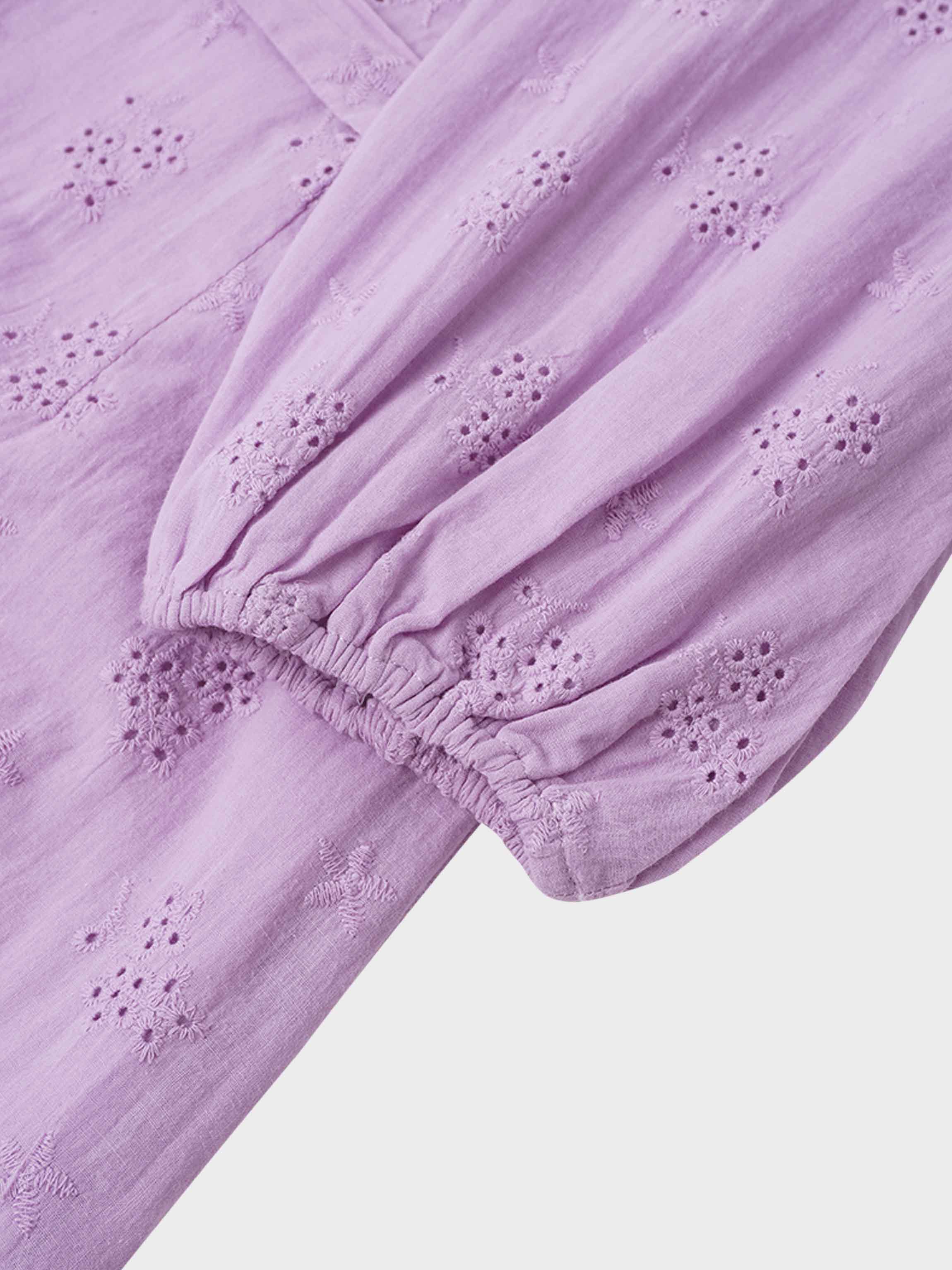 Asymmetrical Hem Eyelet Dress-Lavender