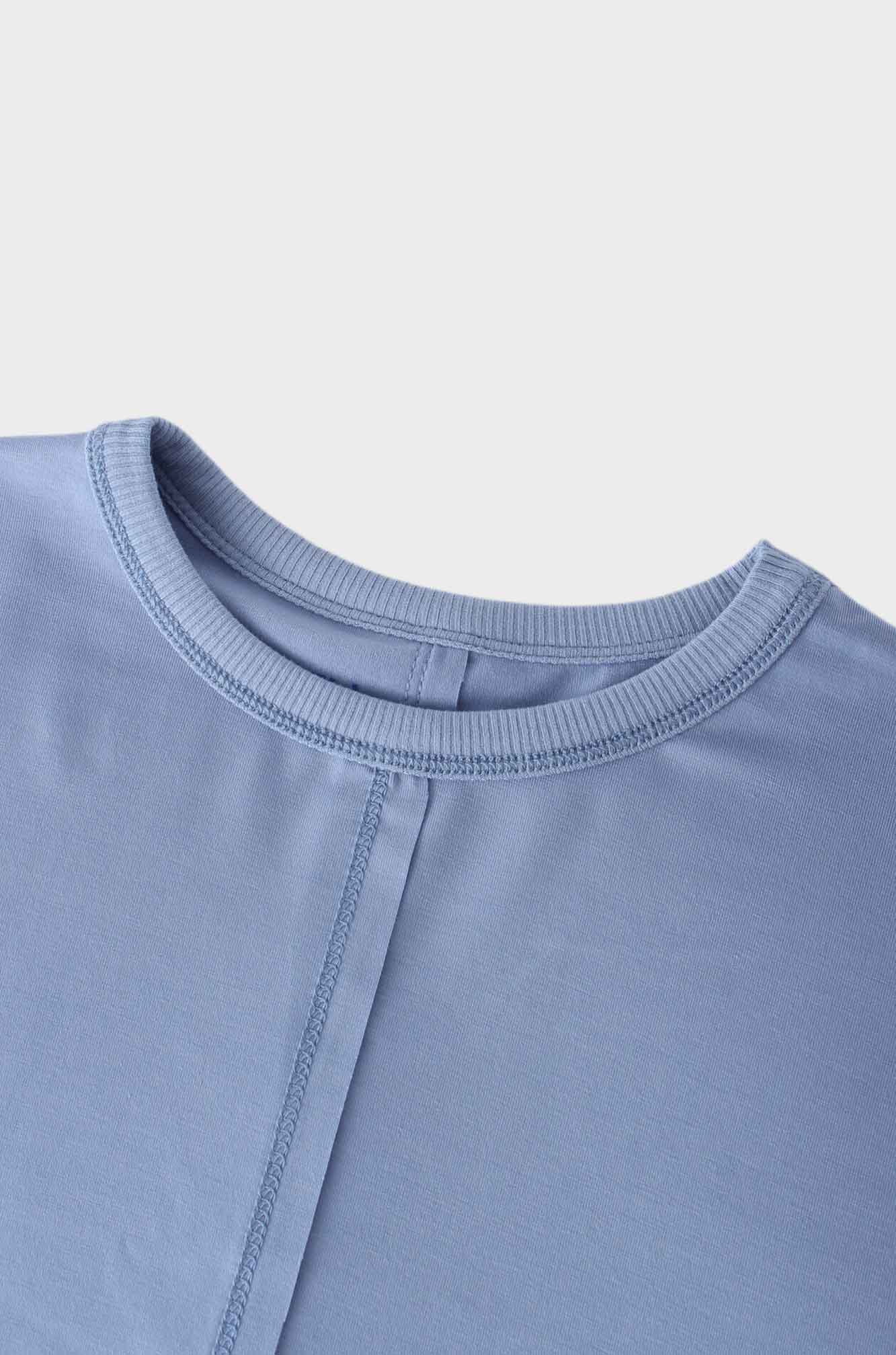 RIBBED BOTTOM T-SHIRT-LIGHT BLUE