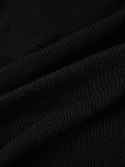 Sleeve Detail Princess Style Knit Dress - Black