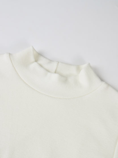 Sleeve Detail Princess Style Knit Dress - Cream