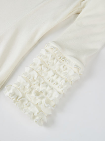 Sleeve Detail Princess Style Knit Dress - Cream