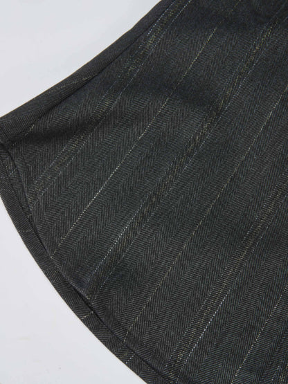 Chain Collar Blouse - Grey Pinstripe