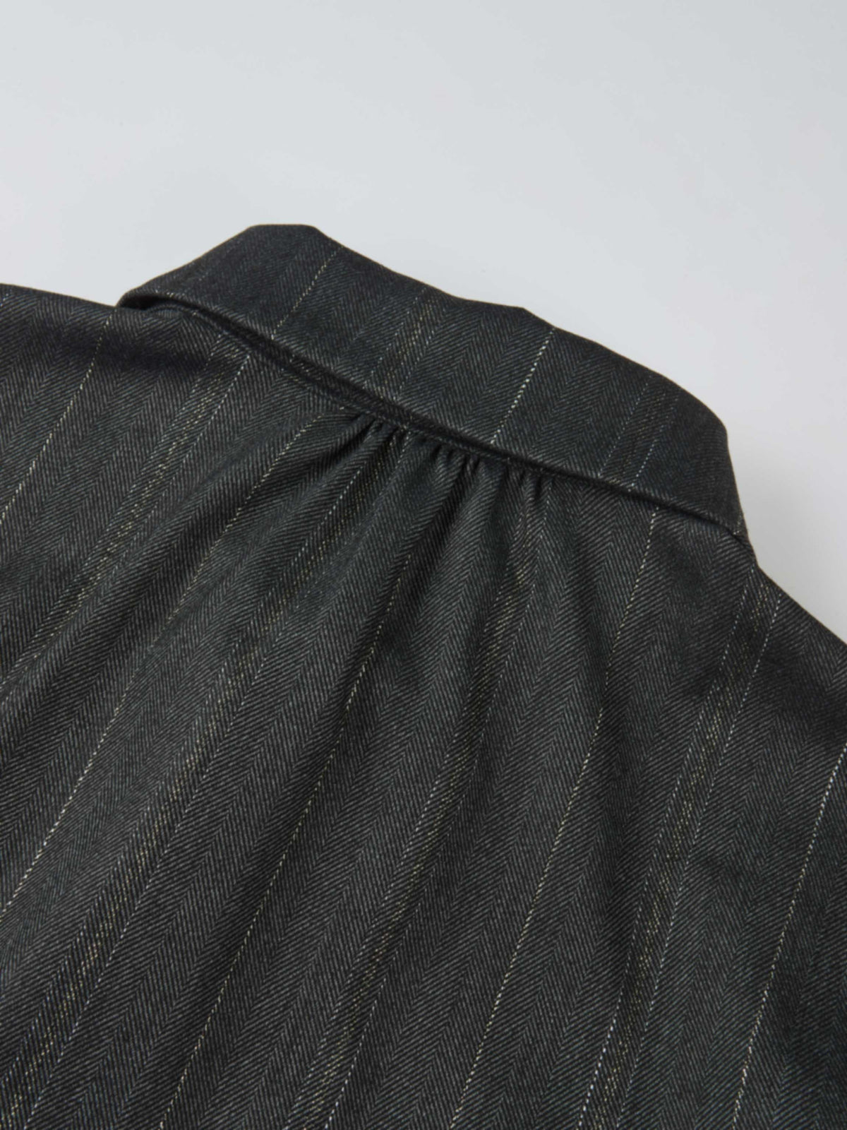 Chain Collar Blouse - Grey Pinstripe