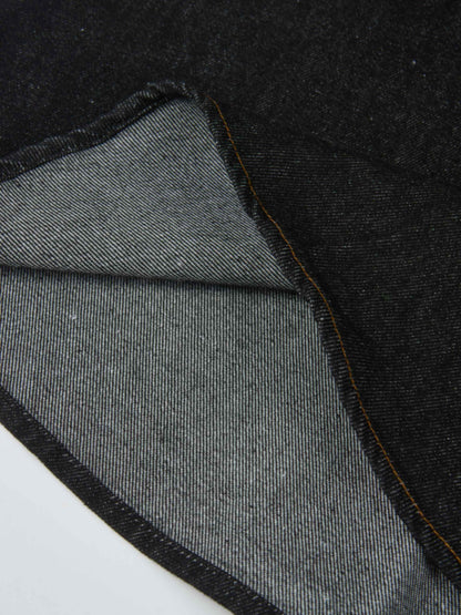 Curved Yoke Aline Denim Skirt - Black