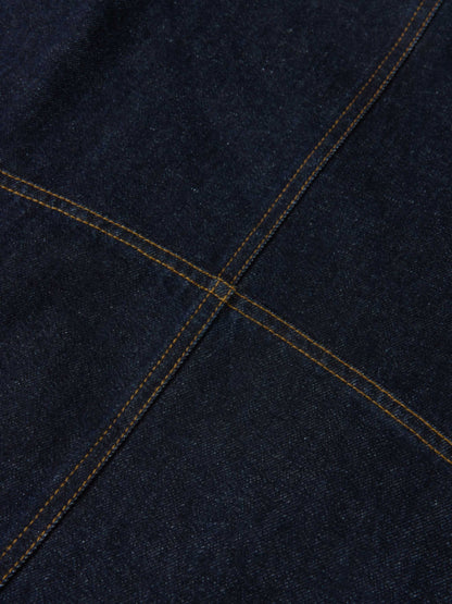 Curved Yoke Aline Denim Skirt - Blue
