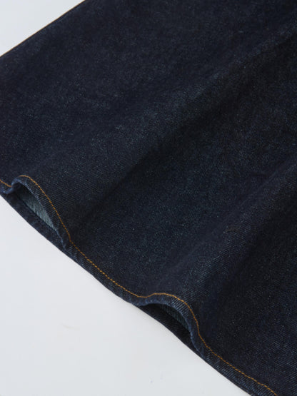 Curved Yoke Aline Denim Skirt - Blue