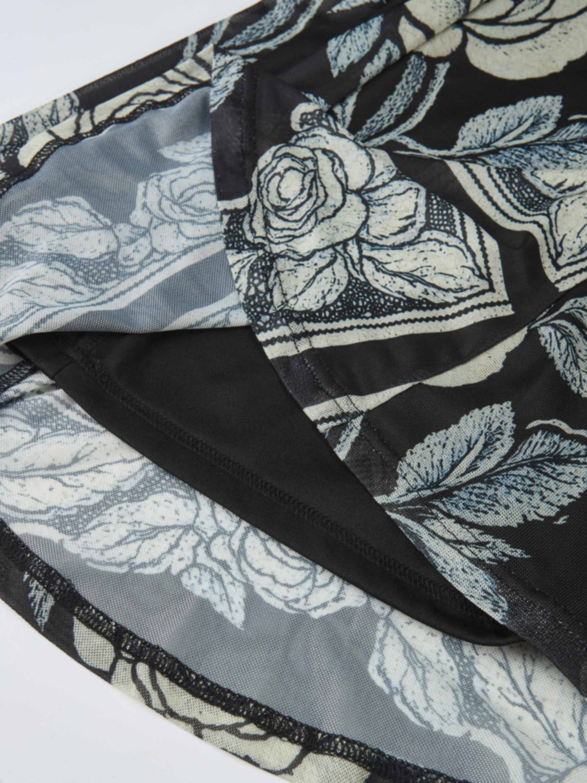 Mesh Trumpet Skirt - Cream Black Floral