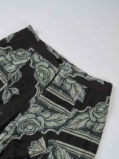 Mesh Trumpet Skirt - Cream Black Floral