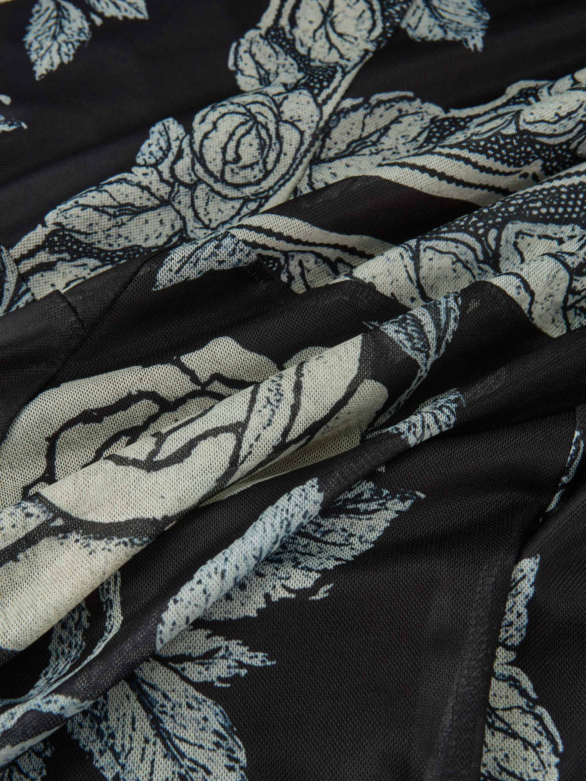 Mesh Trumpet Skirt - Cream Black Floral