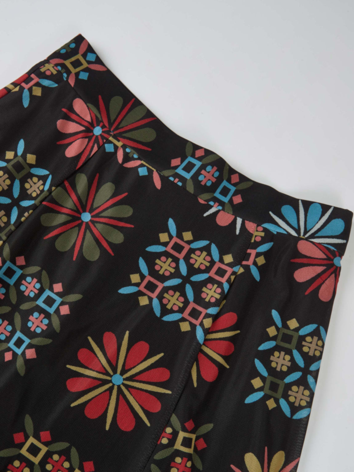 Mesh Trumpet Skirt - Color Geo Floral