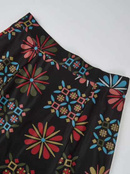Mesh Trumpet Skirt - Color Geo Floral
