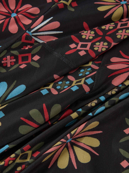 Mesh Trumpet Skirt - Color Geo Floral