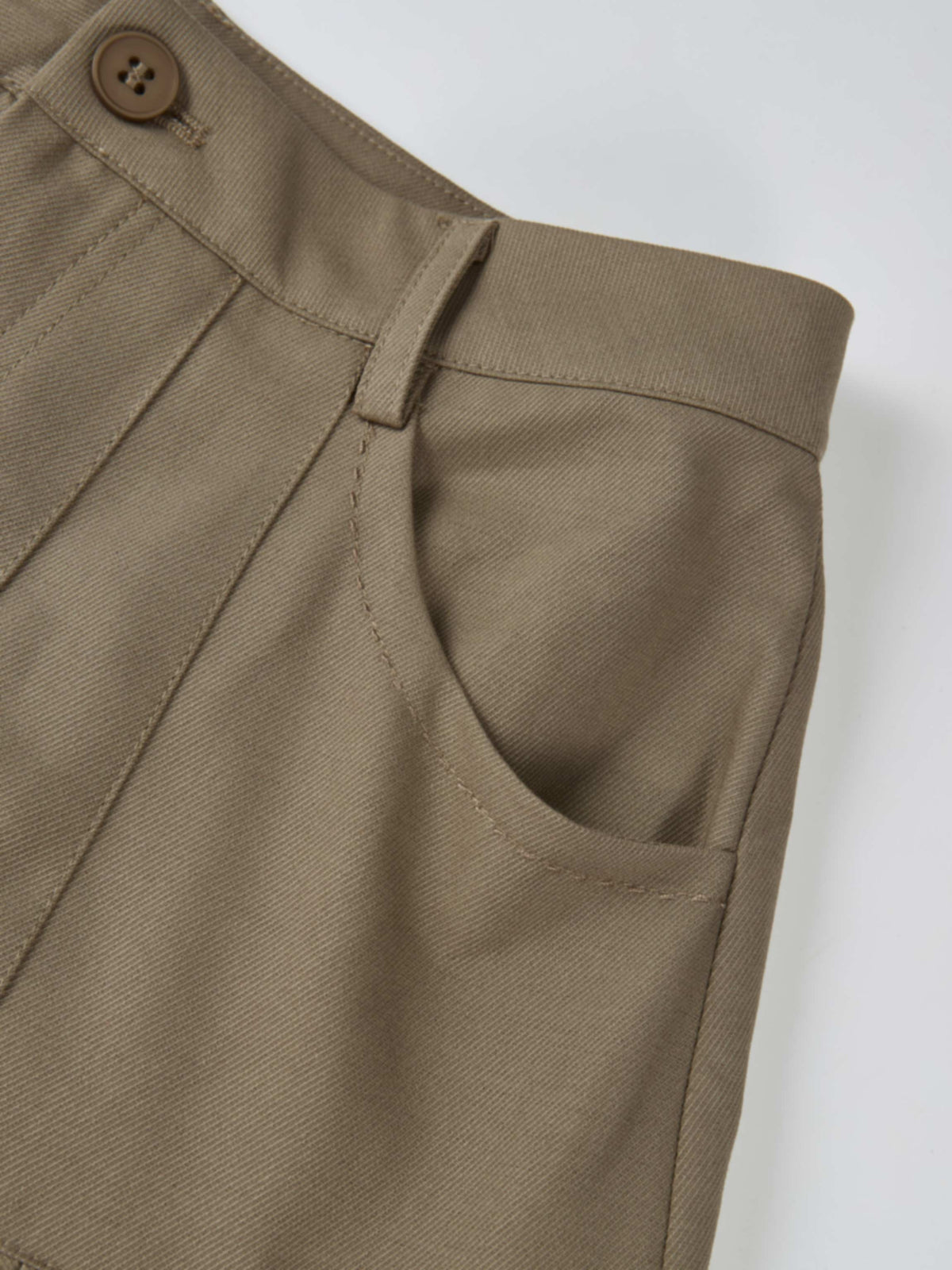 Stitched Pocket Yoke Pleat Skirt - Light Mocha