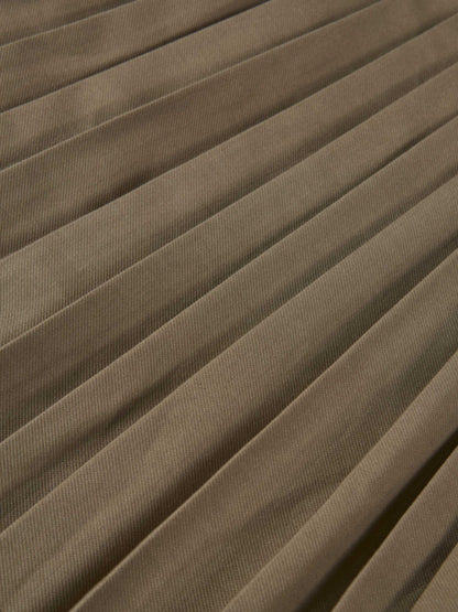 Stitched Pocket Yoke Pleat Skirt - Light Mocha