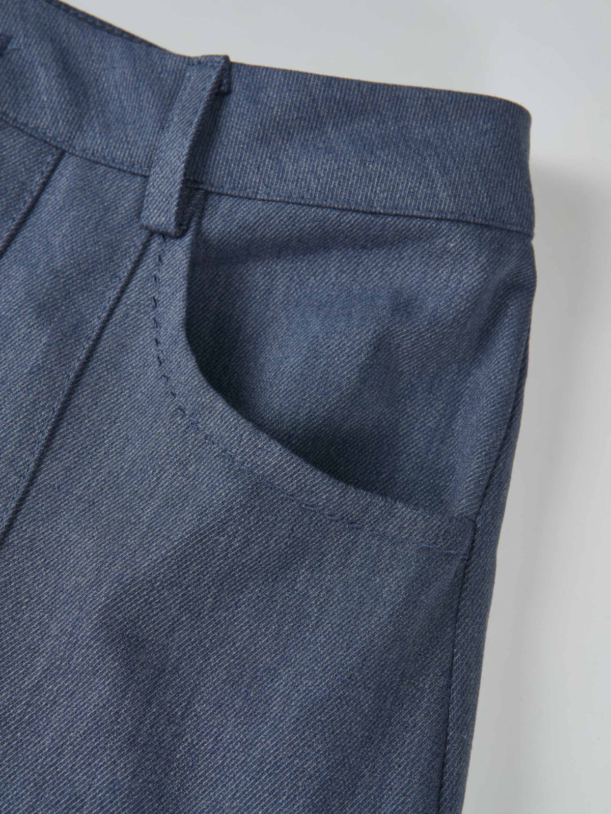 Stitched Pocket Yoke Pleat Skirt - Denim
