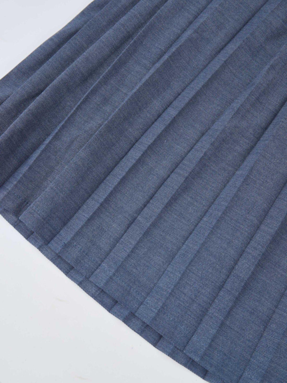 Stitched Pocket Yoke Pleat Skirt - Denim