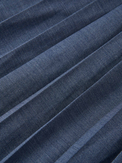 Stitched Pocket Yoke Pleat Skirt - Denim