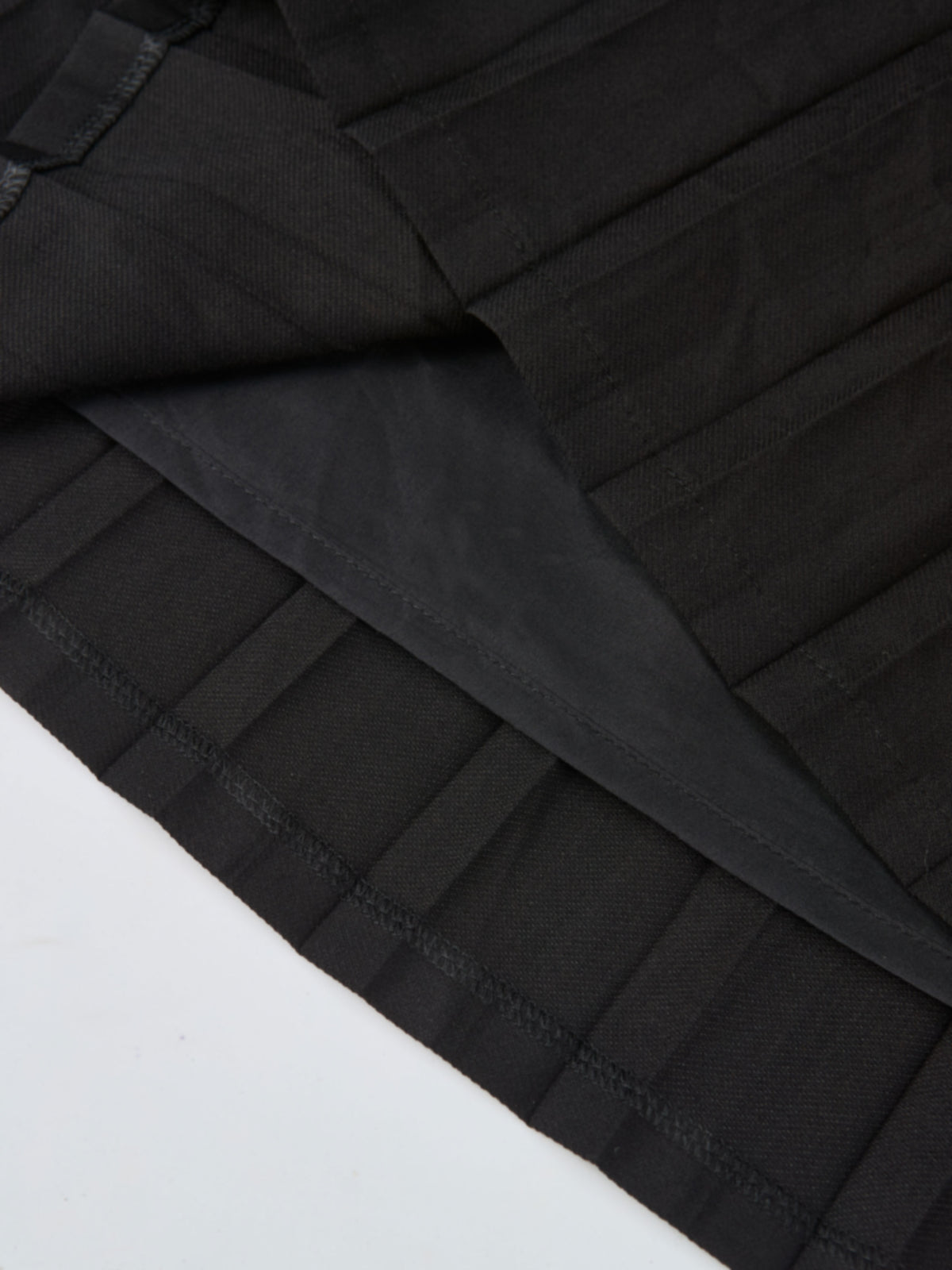 Stitched Pocket Yoke Pleat Skirt - Black
