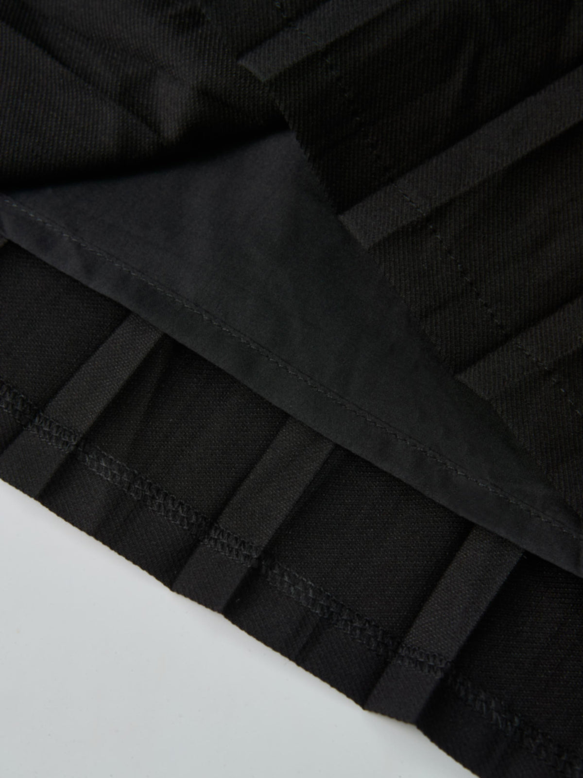 Stitched Pocket Yoke Pleat Skirt - Black