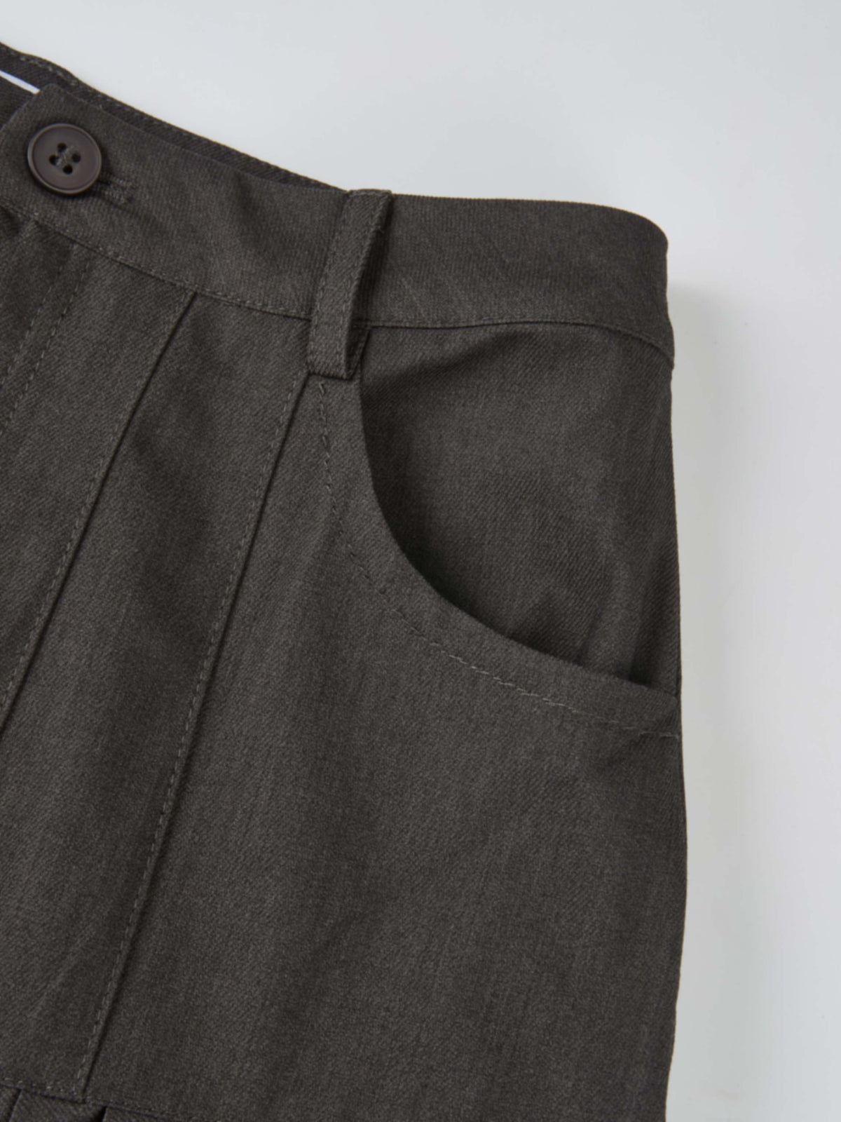 Stitched Pocket Yoke Pleat Skirt - Heathered Grey