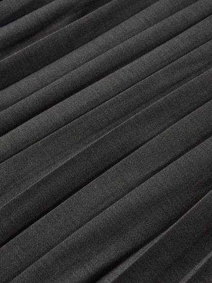 Stitched Pocket Yoke Pleat Skirt - Heathered Grey