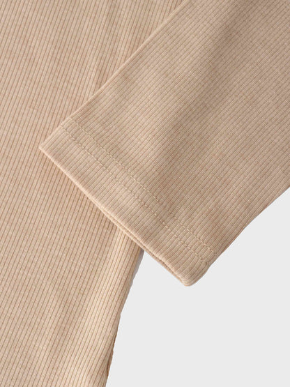 HIGH V RIBBED TEE - 3Q - TAN
