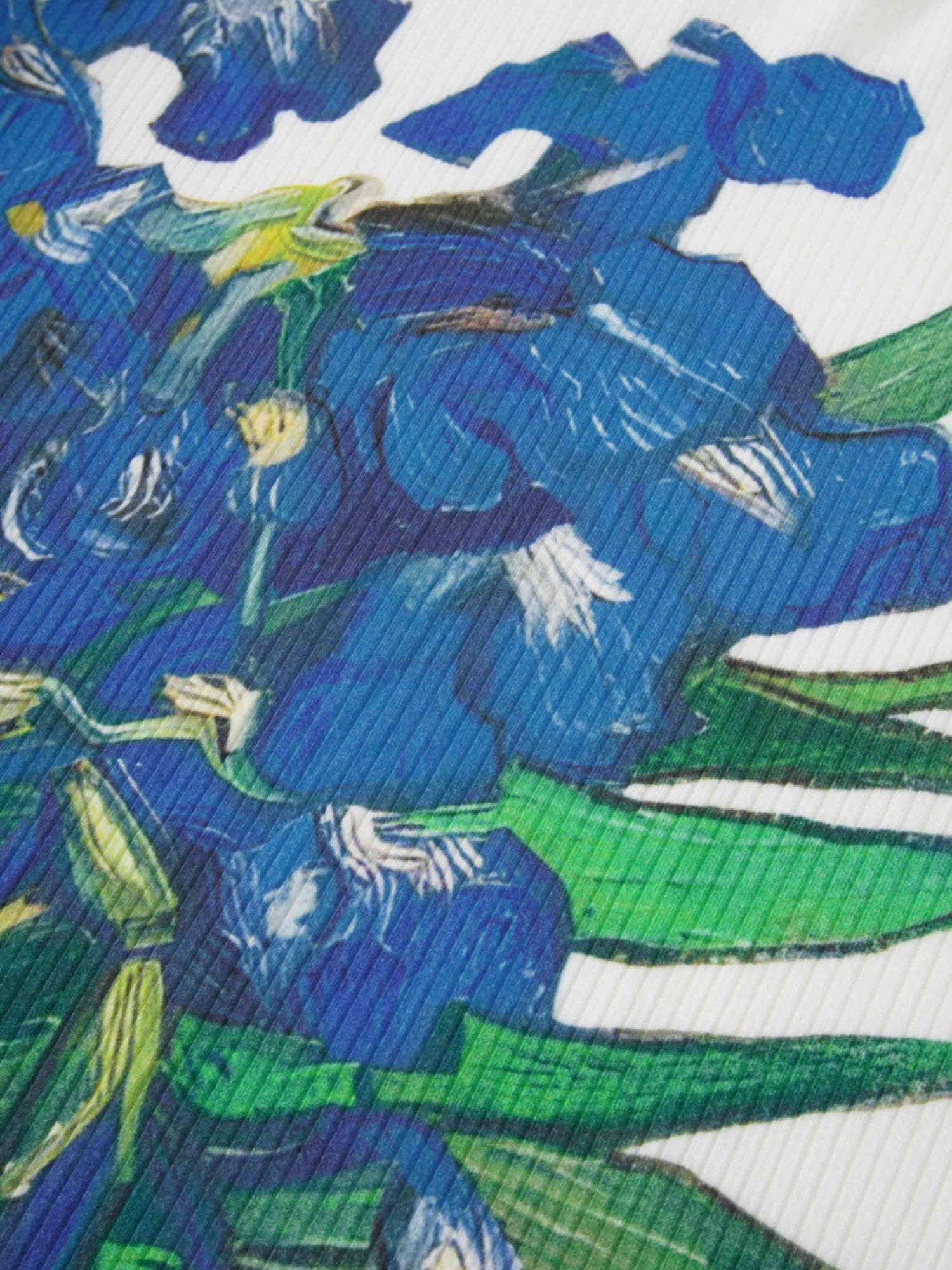 Printed Ribbed T-Shirts-Blue Floral