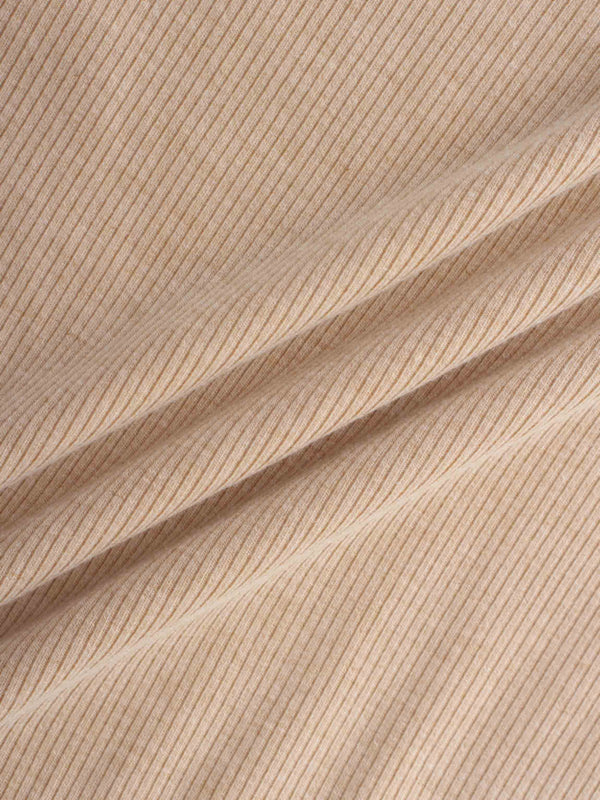 HIGH V RIBBED TEE - 3Q - TAN