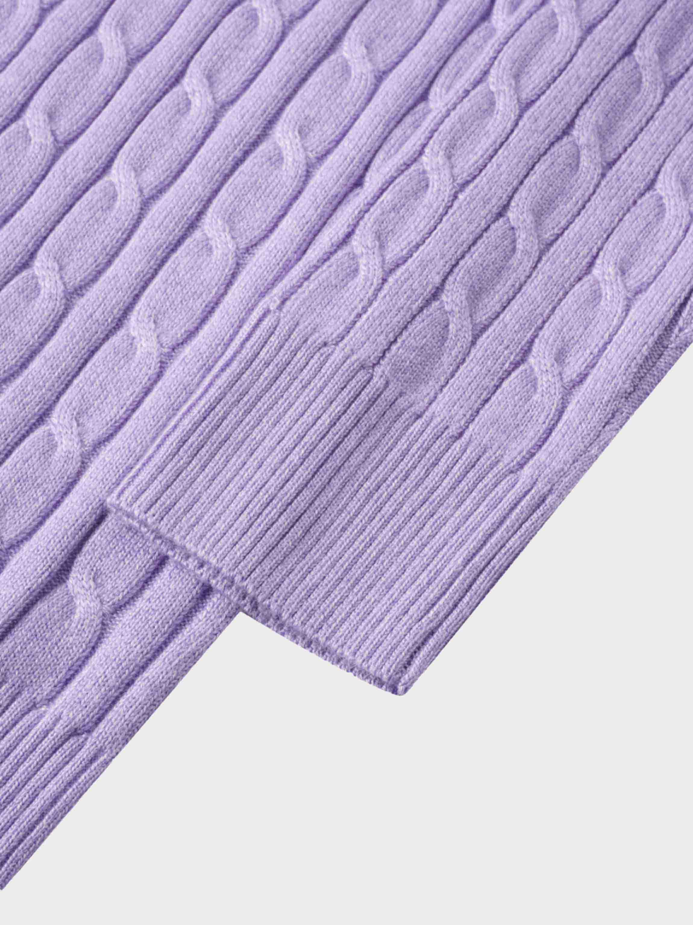 Knit Cable Sweater-Heathered Lavender