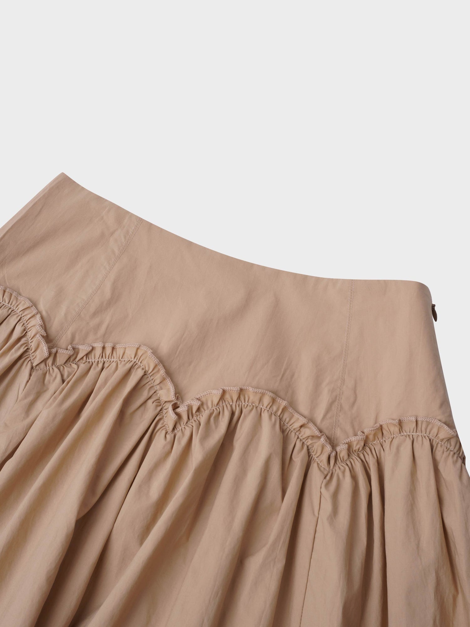 Yoke Ruffle Skirt-Tan