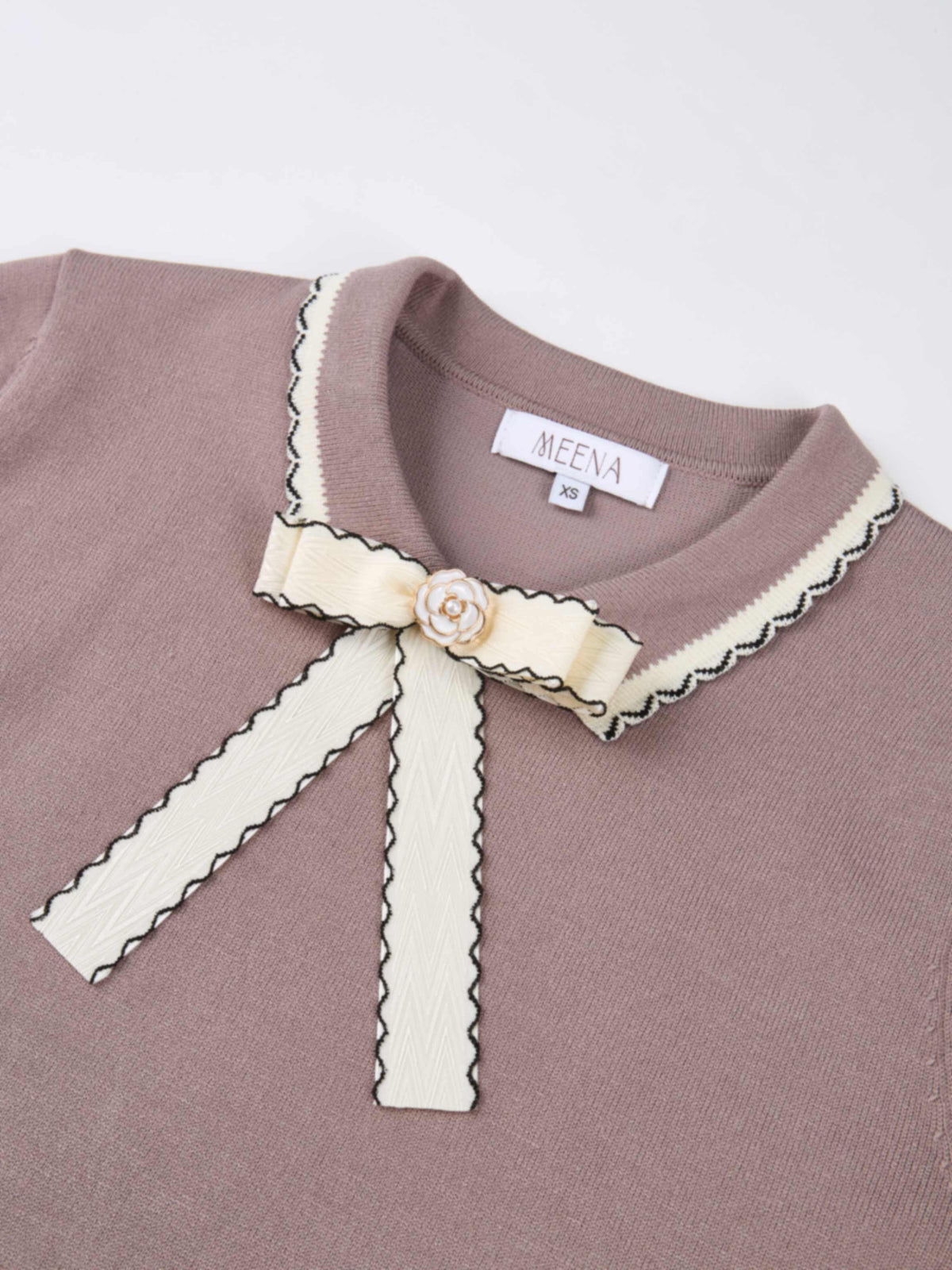 Ribbon Bow Sweater - Mauve/Taupe