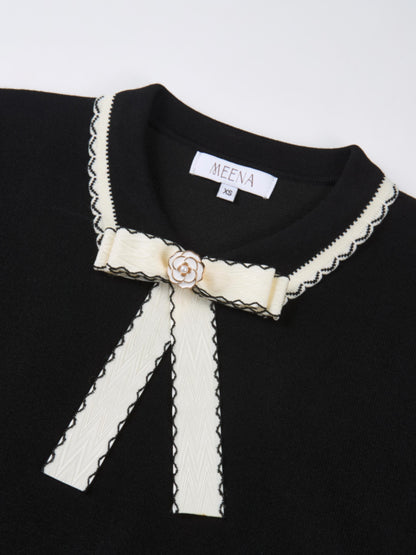 Ribbon Bow Sweater - Black