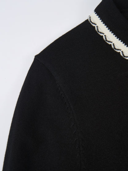 Ribbon Bow Sweater - Black