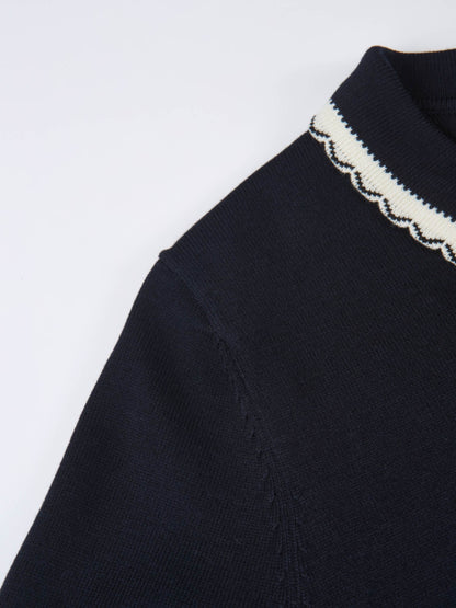 Ribbon Bow Sweater - Navy