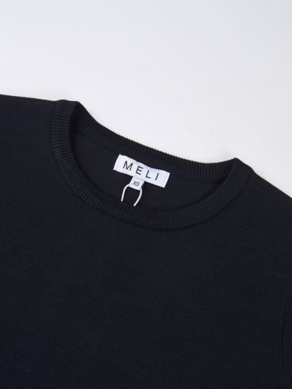 Basic Knit Crew Sweater - Navy