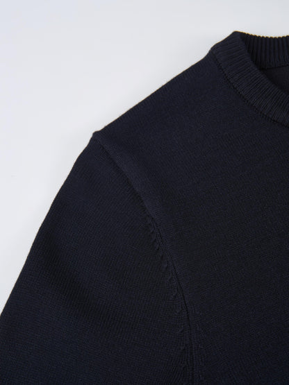 Basic Knit Crew Sweater - Navy