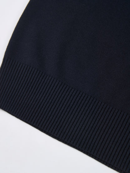 Basic Knit Crew Sweater - Navy