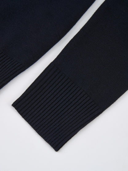Basic Knit Crew Sweater - Navy