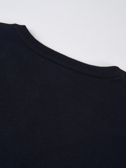 Basic Knit Crew Sweater - Navy