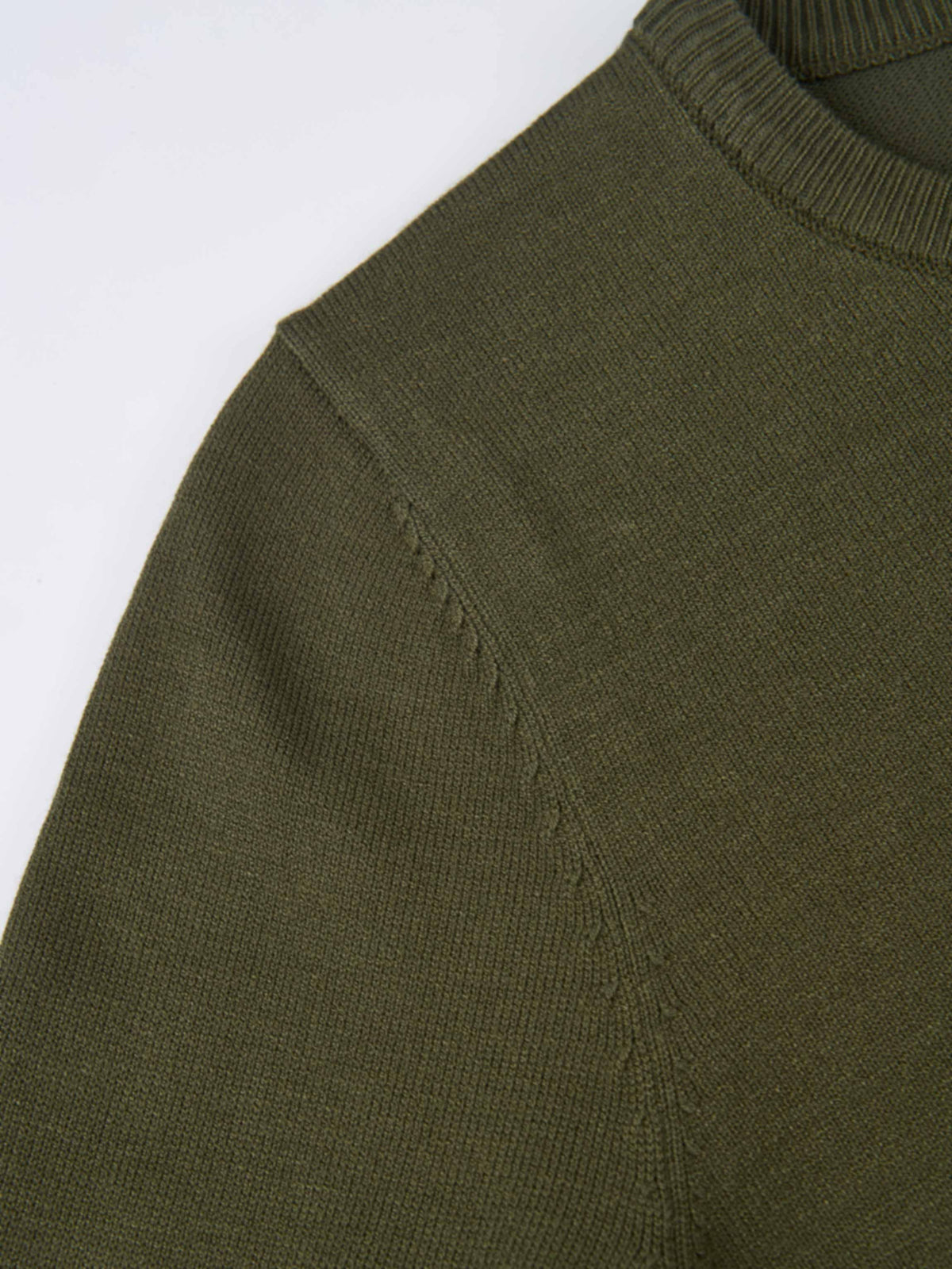 Basic Knit Crew Sweater - Olive Green
