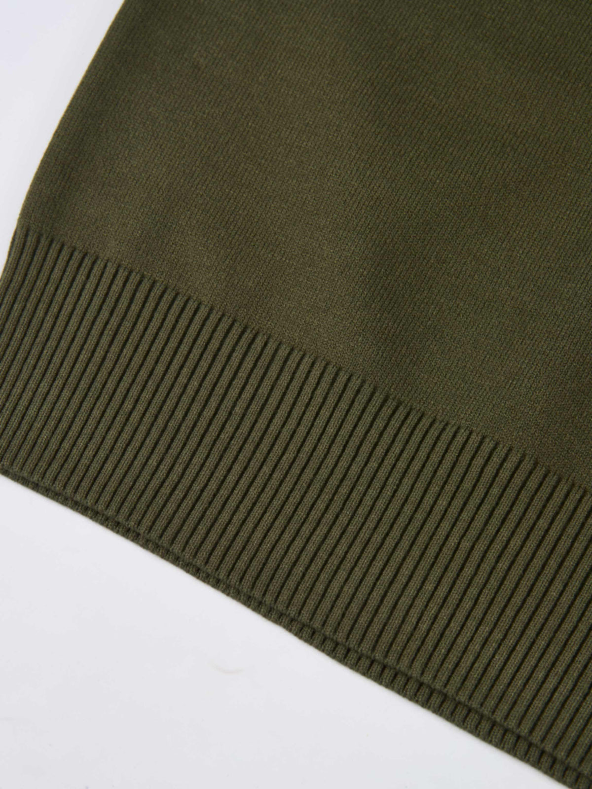 Basic Knit Crew Sweater - Olive Green