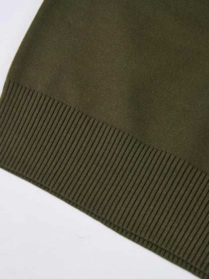 Basic Knit Crew Sweater - Olive Green